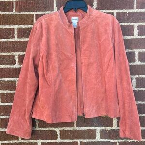 Genuine Suede Leather Jacket By Chico’s Size 2 Medium Zip Front